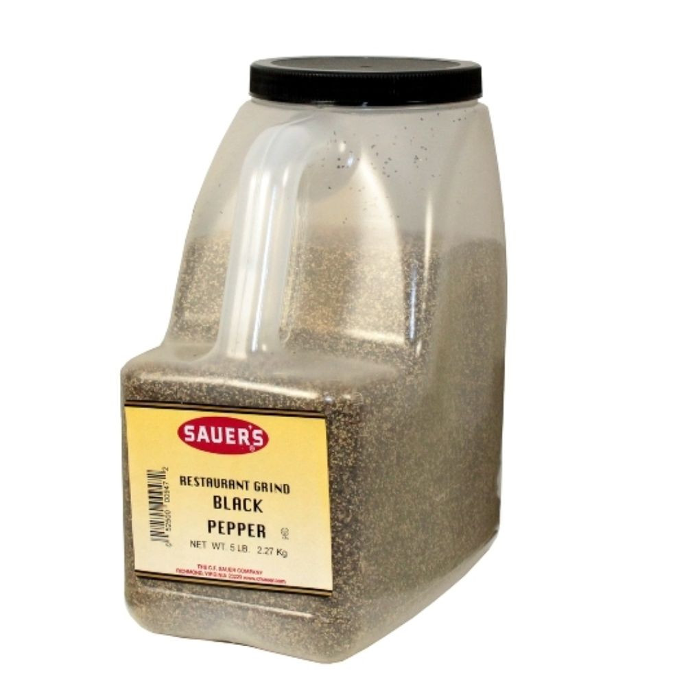 Sauer Restaurant Grade Black Ground Pepper, 5 Pounds, 3 Per Case
