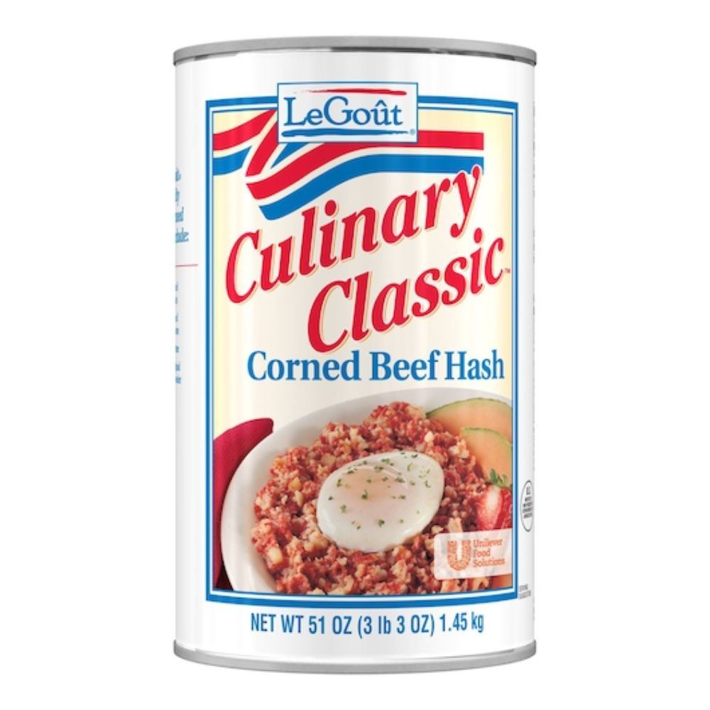 Legout Corned Beef Hash, Heat & Serve Canned Entree, 51 Oz, Pack of 12