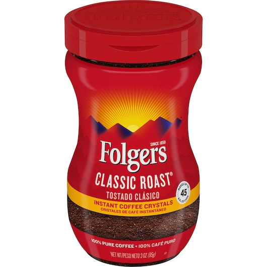 Folgers Caffeinated Instant Coffee Regular, 3 Ounces, 12 Per Case